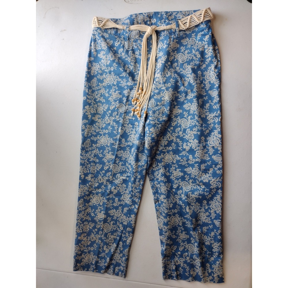 Lauren Ralph Lauren Blue Floral Cropped Pants Women's Size 6‎